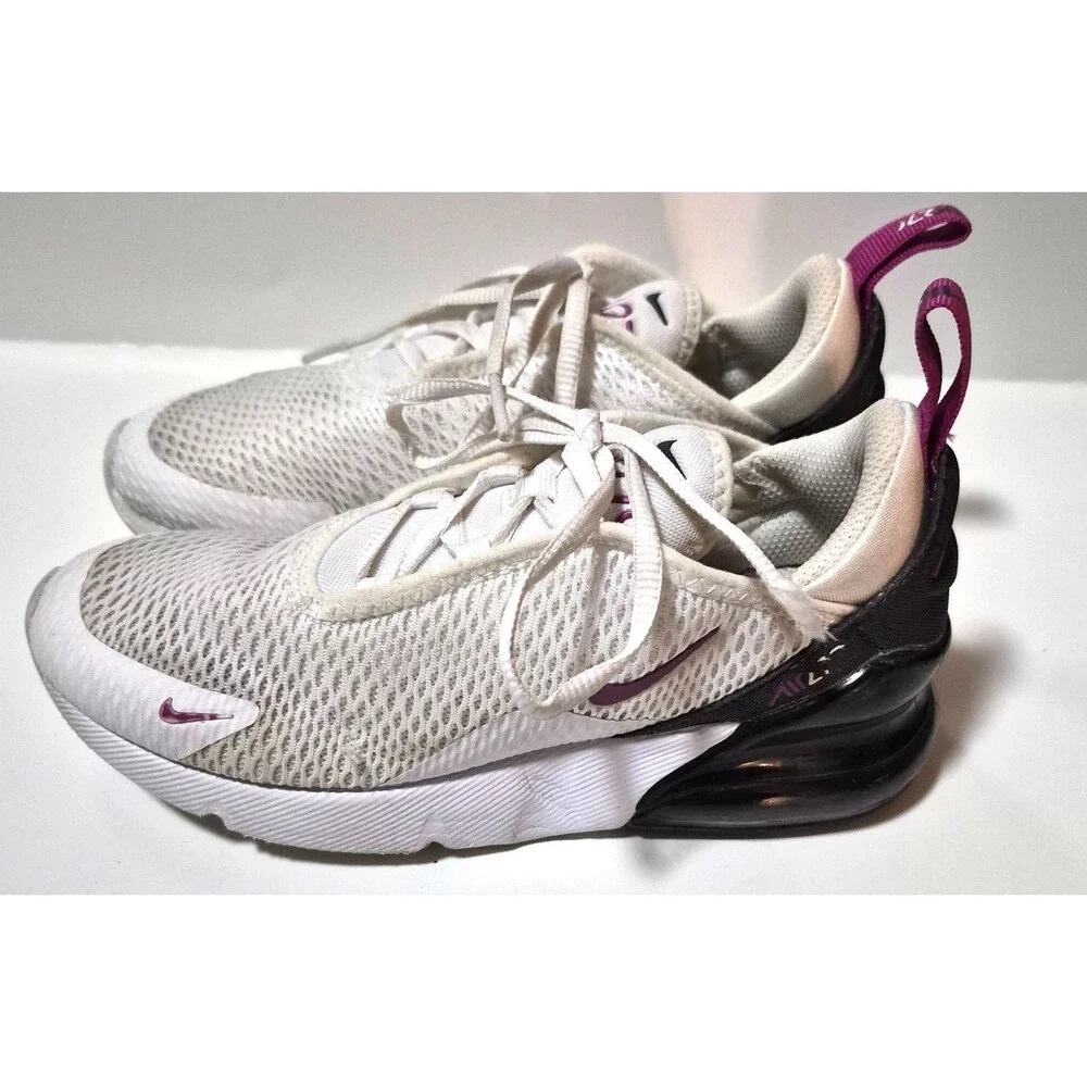 Nike Air Max 270 Kids White Navy Fuchsia Sneakers Athletic Shoes Size 2Y